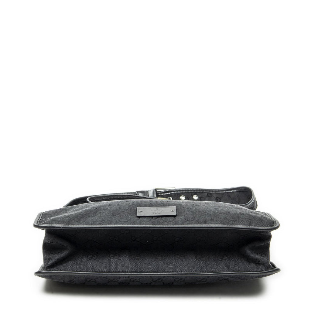 Gucci Medium Flat Messenger Black GG Canvas — view 6