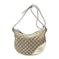 Gucci Medium New Britt Half Moon Crossbody Beige Ivory GG Canvas