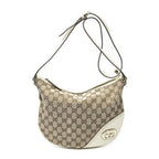 Gucci Medium New Britt Half Moon Crossbody Beige Ivory GG Canvas