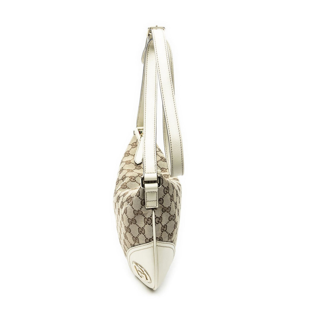 Gucci Medium New Britt Half Moon Crossbody Beige Ivory GG Canvas — view 3