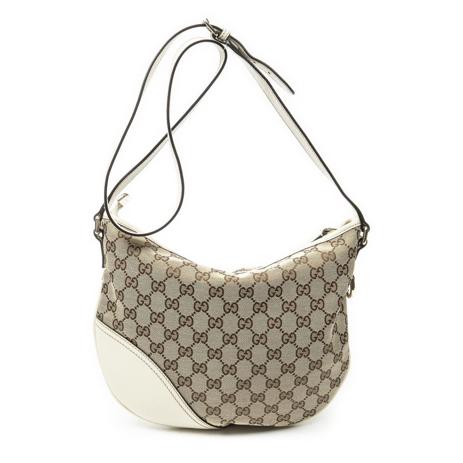 Gucci Medium New Britt Half Moon Crossbody Beige Ivory GG Canvas — view 5