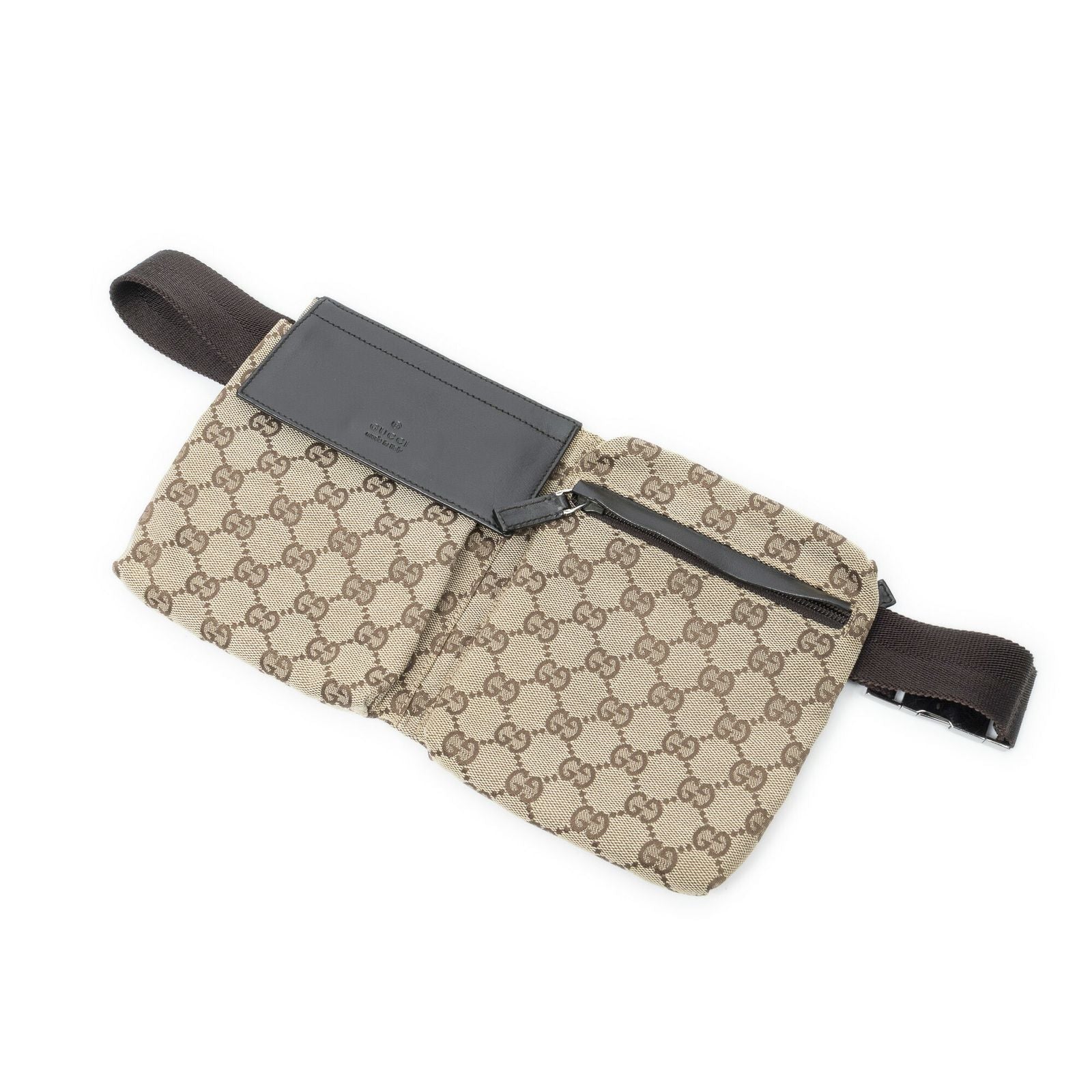 Gucci Waist Pouch Dark Brown Beige GG Canvas