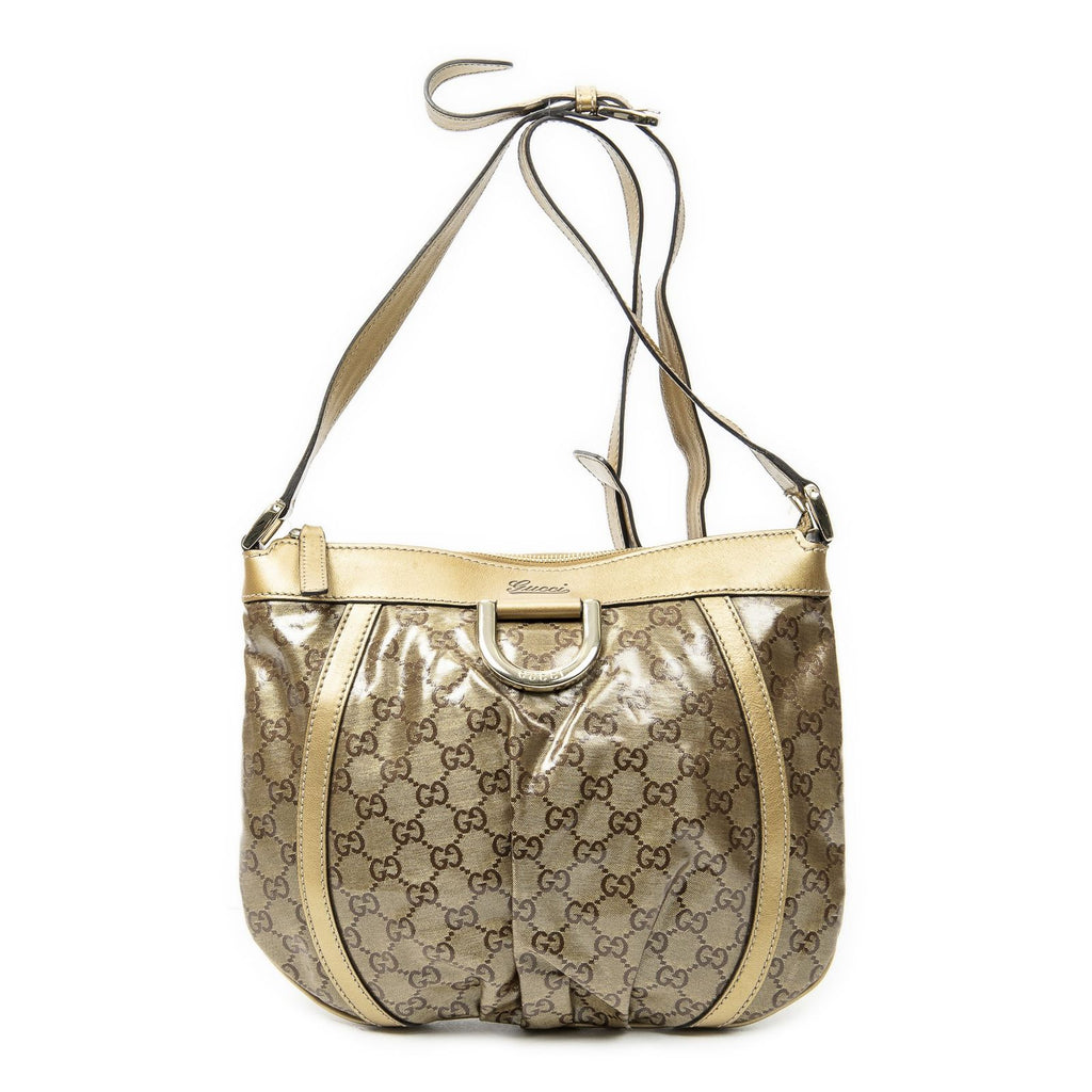 Gucci Abbey Shoulder Bag Gold Crystal Canvas
