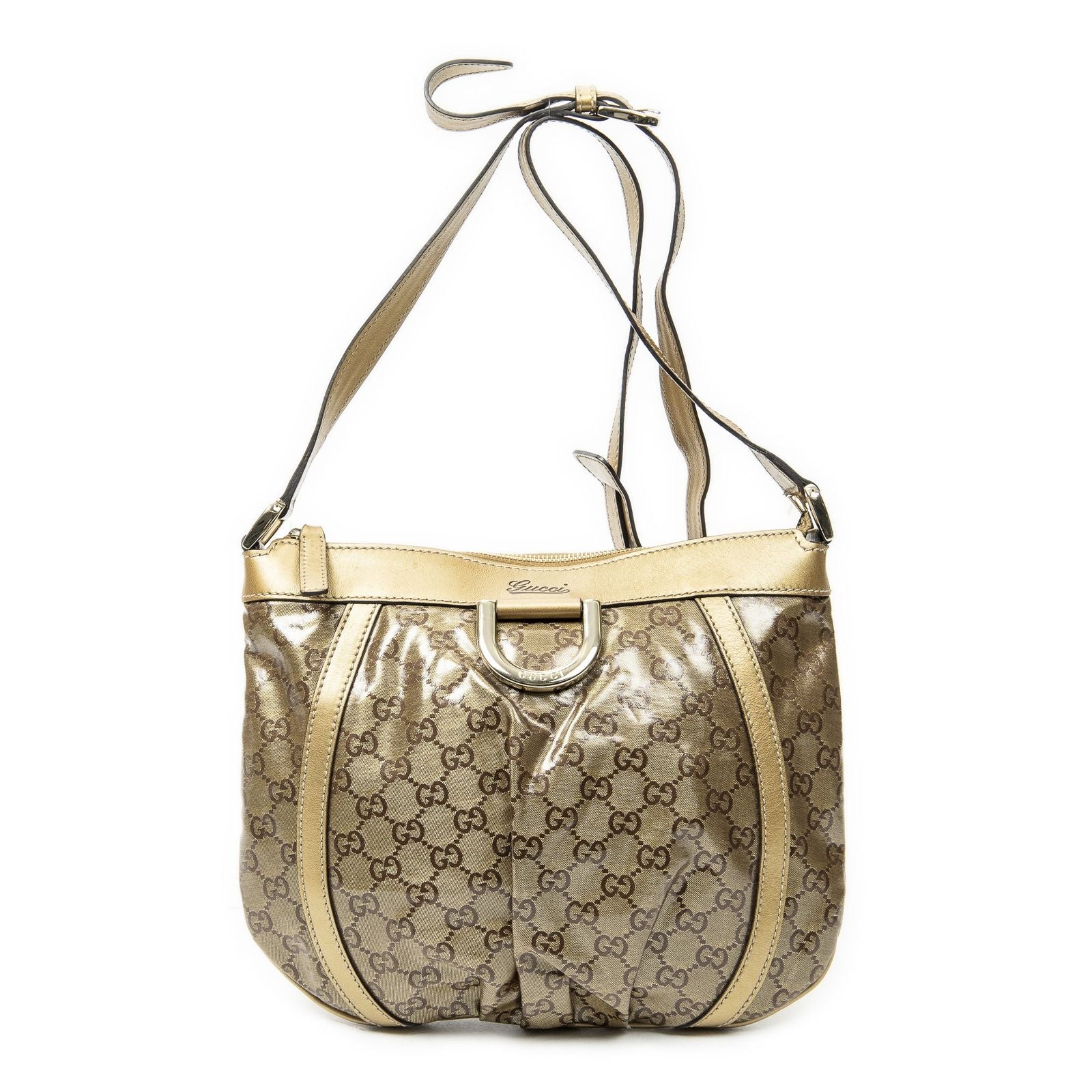 Gucci Abbey Shoulder Bag Gold Crystal Canvas