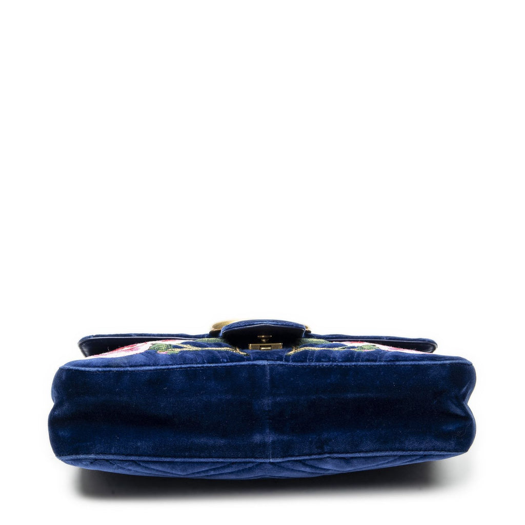 Gucci Medium GG Marmont Flap Royal Blue Embroidery Canvas — view 6
