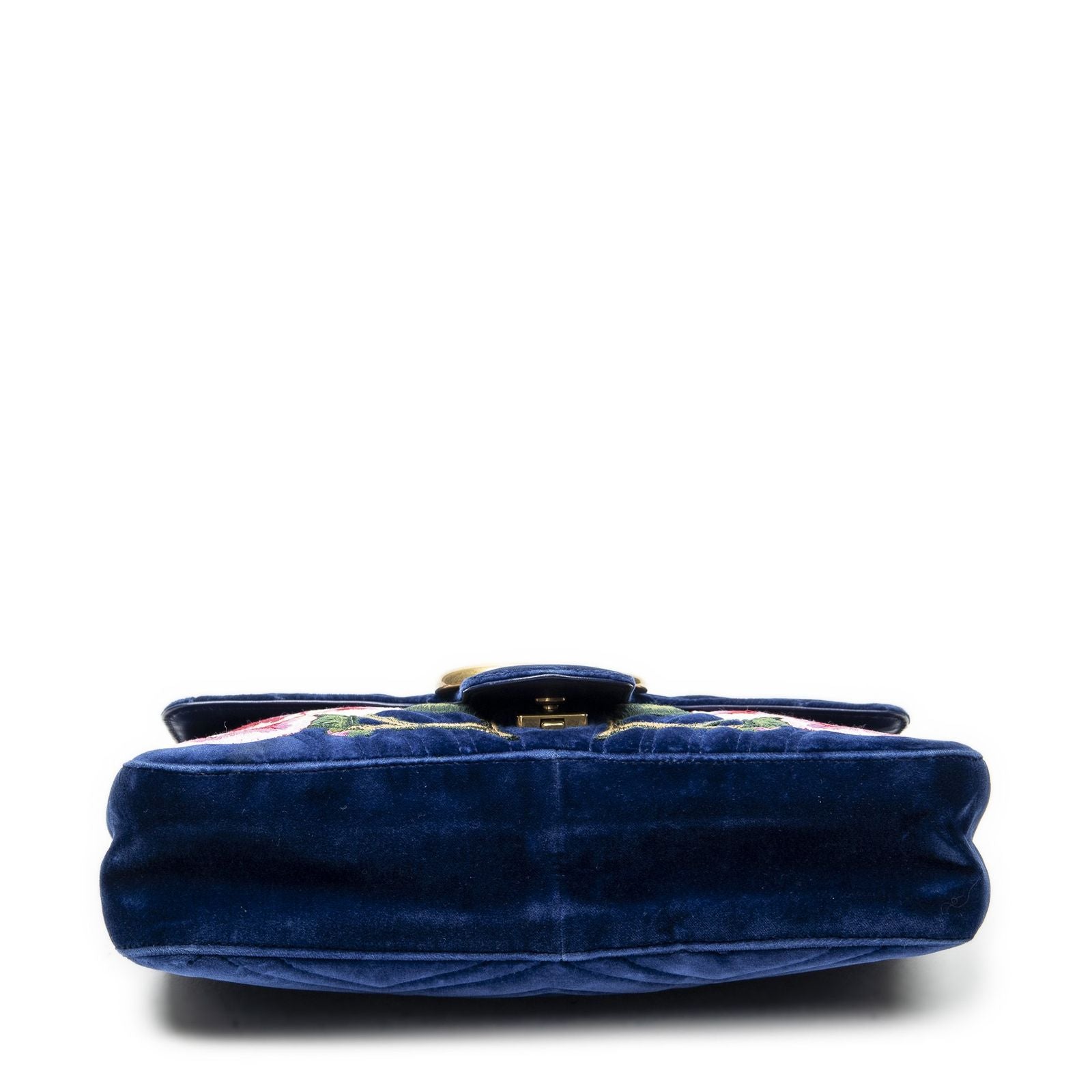 Gucci Medium GG Marmont Flap Royal Blue Embroidery Canvas — view 6