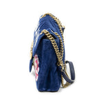 Gucci Medium GG Marmont Flap Royal Blue Embroidery Canvas — view 3