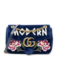 Gucci Medium GG Marmont Flap Royal Blue Embroidery Canvas