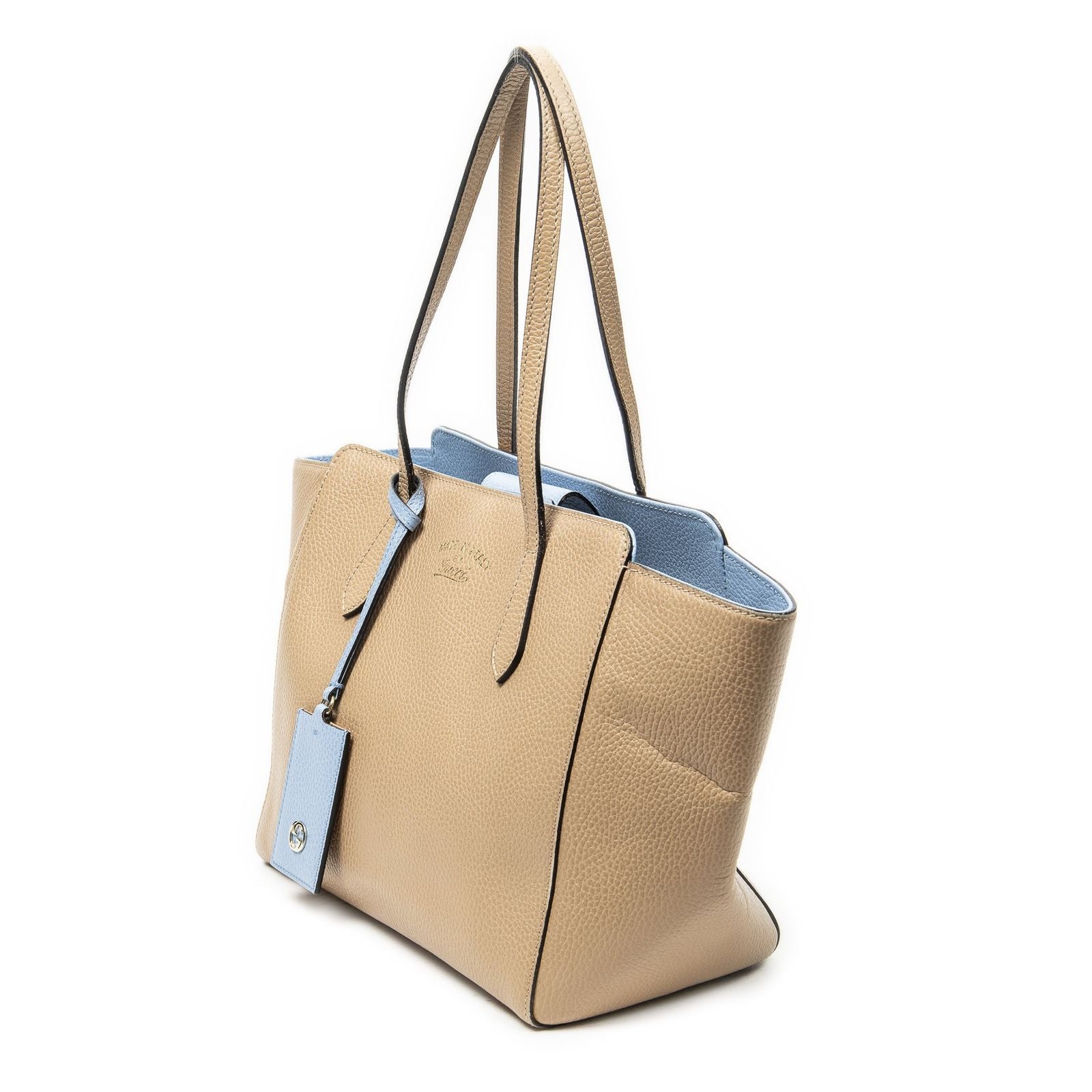 Gucci Small Swing Tote Beige Light Blue Grain Calf Skin Leather — view 2