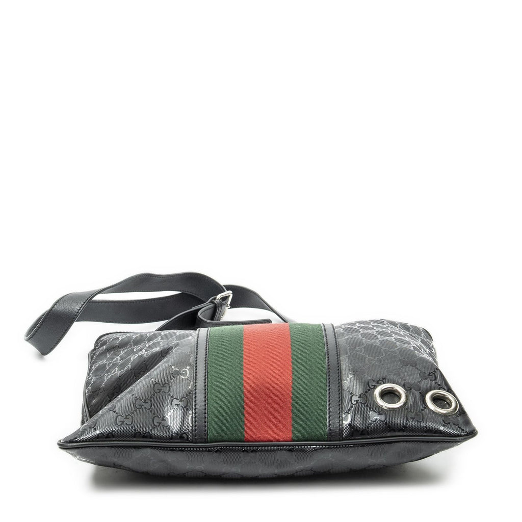Gucci Web Media Messenger Black Guccissima Imprint Canvas — view 6
