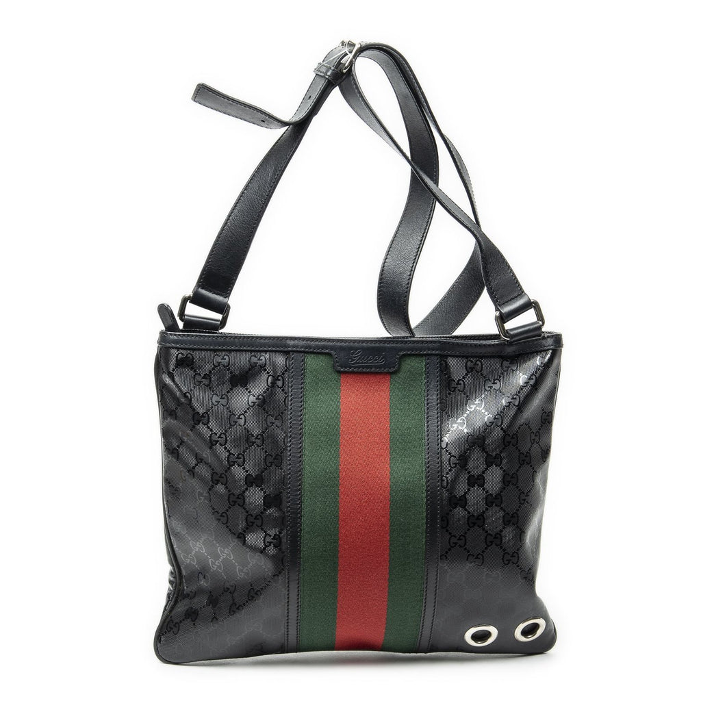 Gucci Web Media Messenger Black Guccissima Imprint Canvas