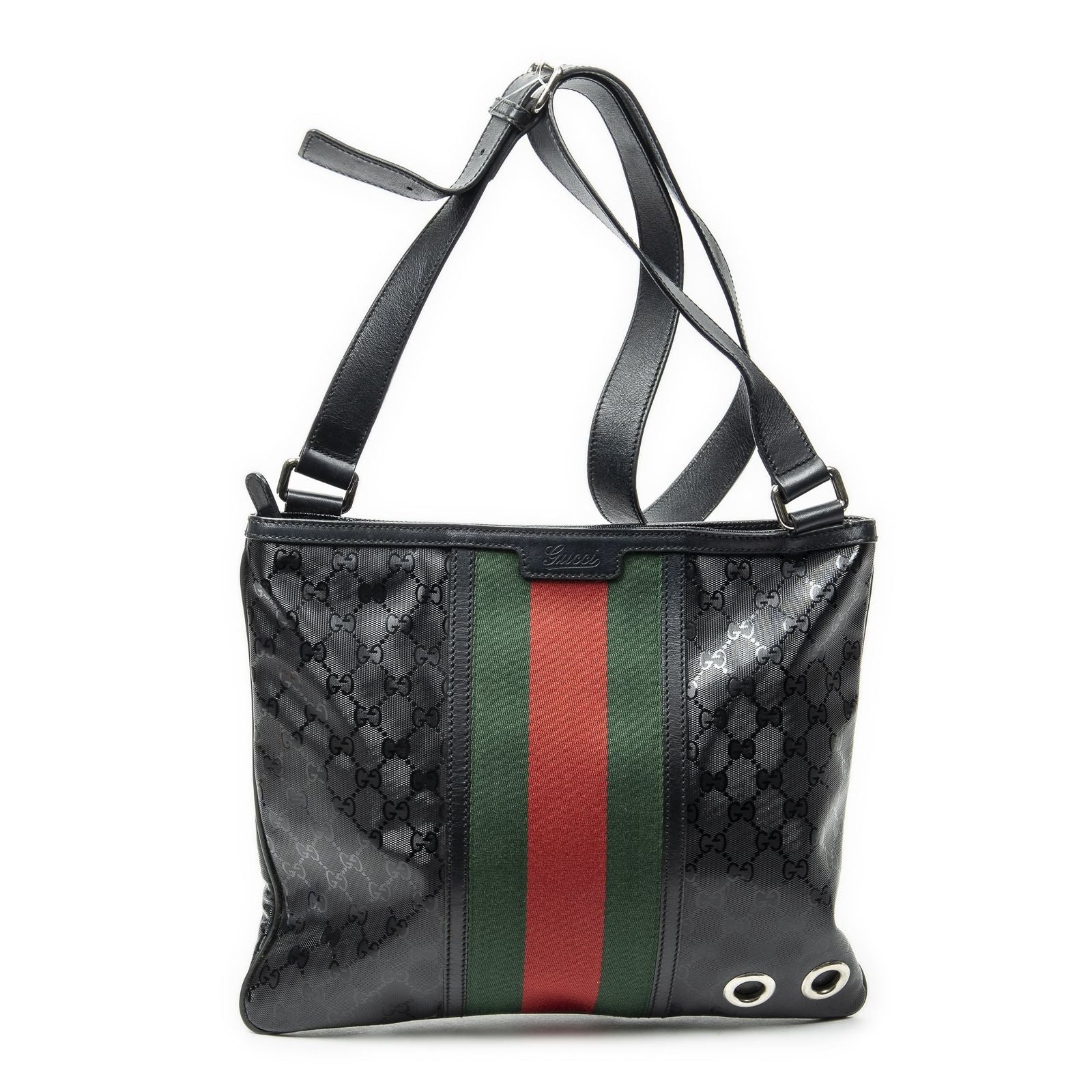 Gucci Web Media Messenger Black Guccissima Imprint Canvas