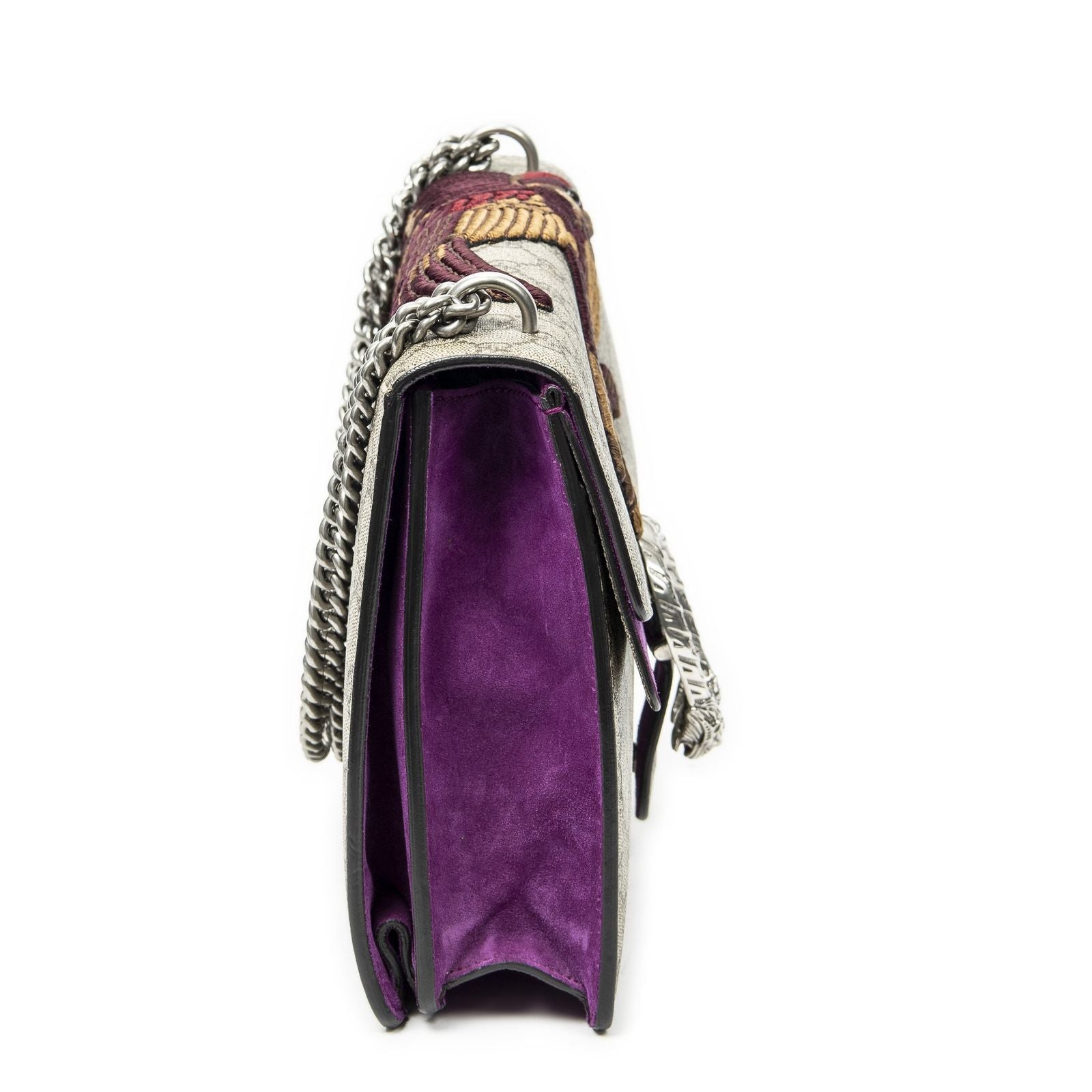 Gucci Tiger Dionysus Chain Crossbody Beige Purple Embroidery Supreme Canvas — view 4