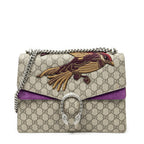 Gucci Tiger Dionysus Chain Crossbody Beige Purple Embroidery Supreme Canvas
