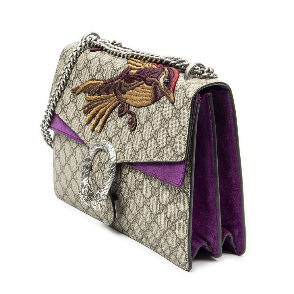 Gucci Tiger Dionysus Chain Crossbody Beige Purple Embroidery Supreme Canvas — view 2