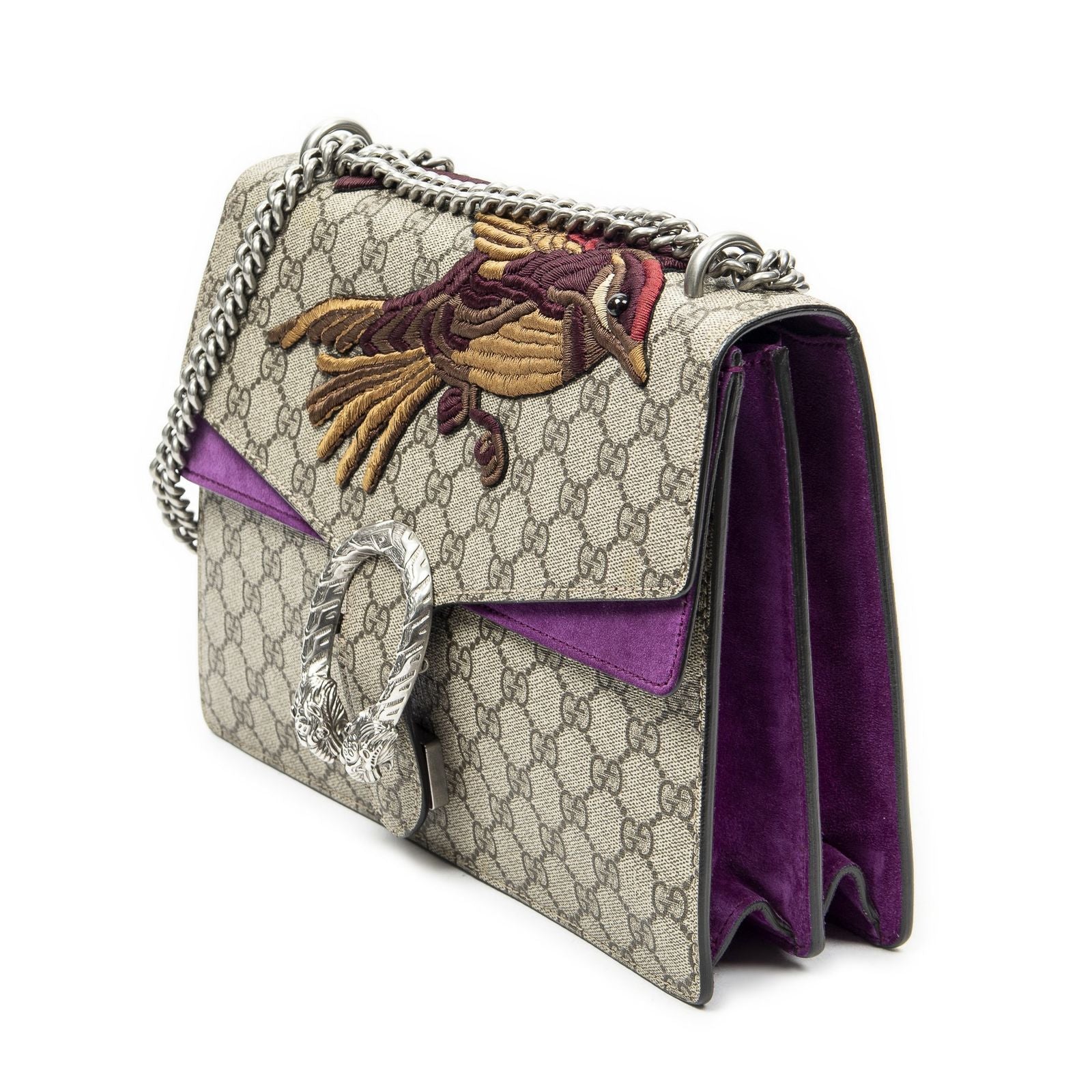 Gucci Tiger Dionysus Chain Crossbody Beige Purple Embroidery Supreme Canvas — view 2