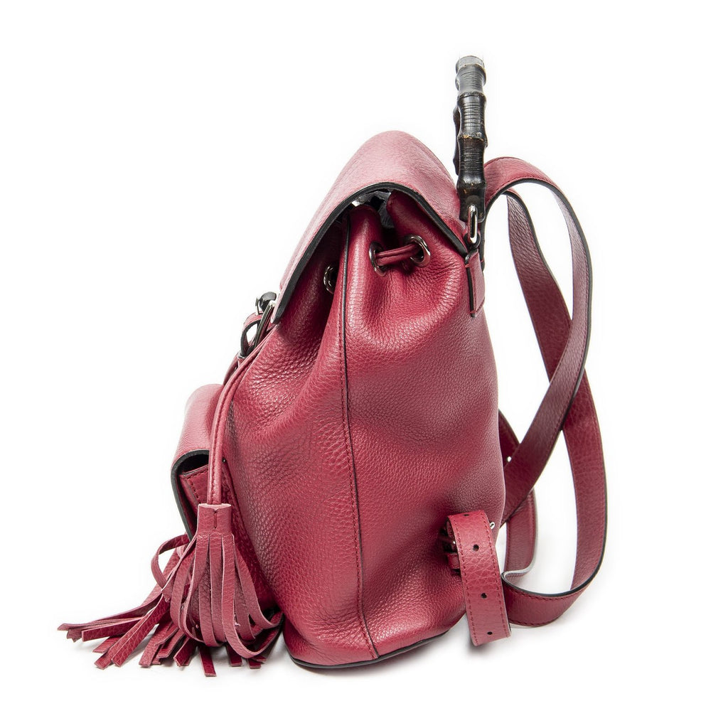 Gucci Bamboo Backpack Tassel Fuchsia Grain Calf Skin Leather — view 3