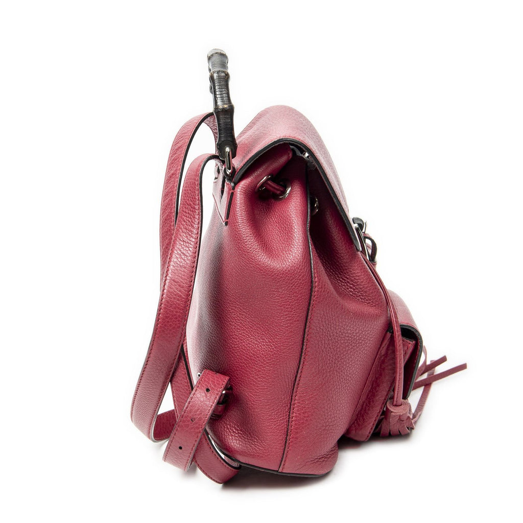 Gucci Bamboo Backpack Tassel Fuchsia Grain Calf Skin Leather — view 4