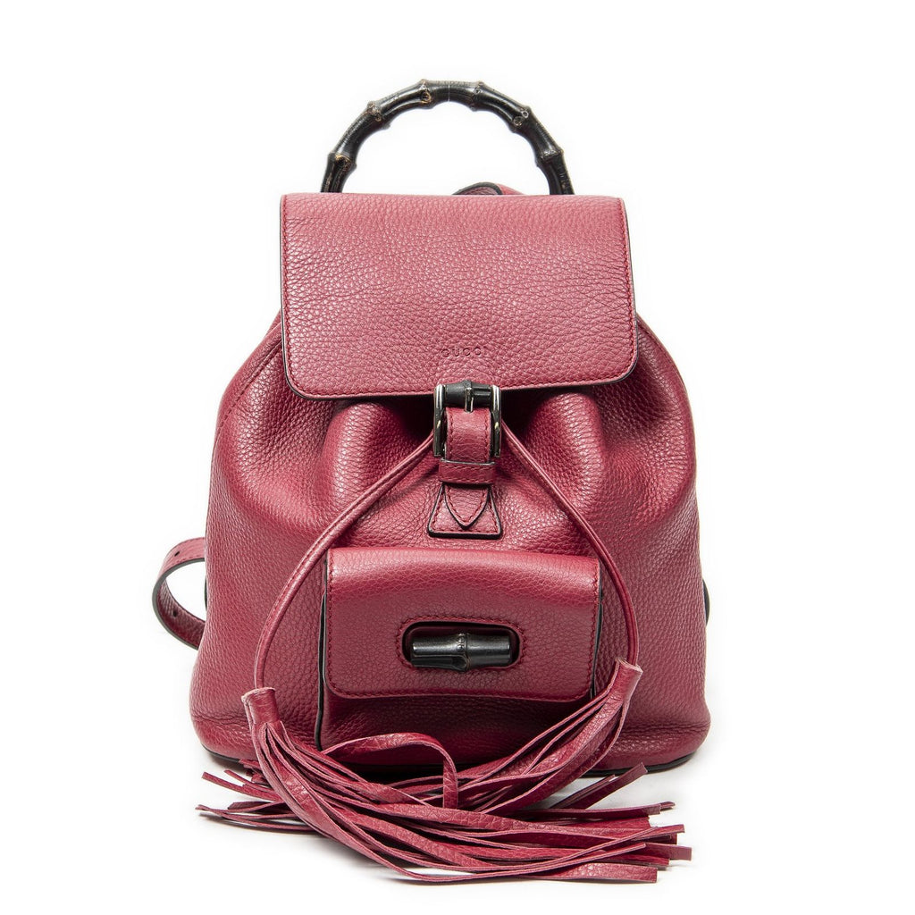 Gucci Bamboo Backpack Tassel Fuchsia Grain Calf Skin Leather