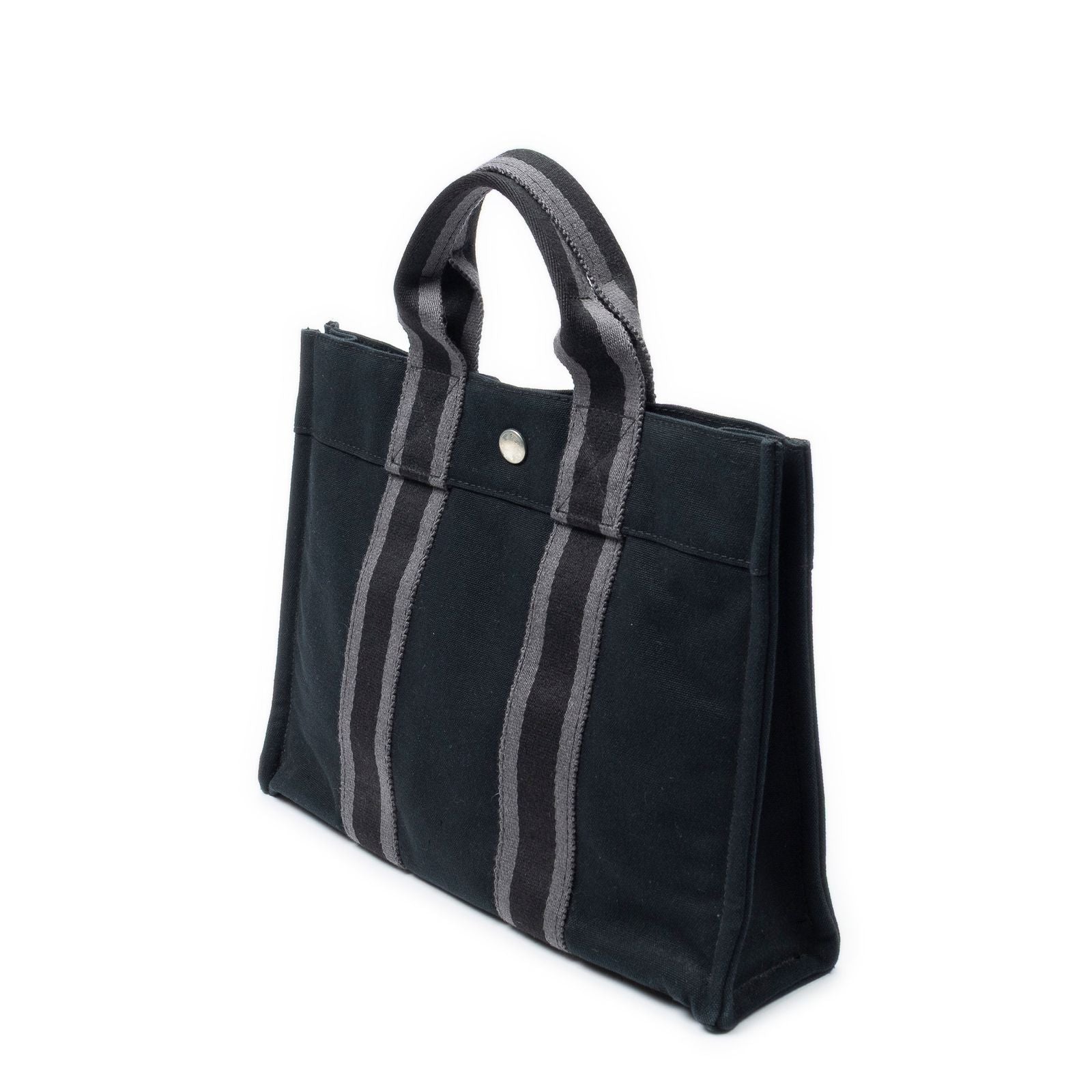 Hermes Fourre Tout Black Gray Toile Officier Tote — view 2
