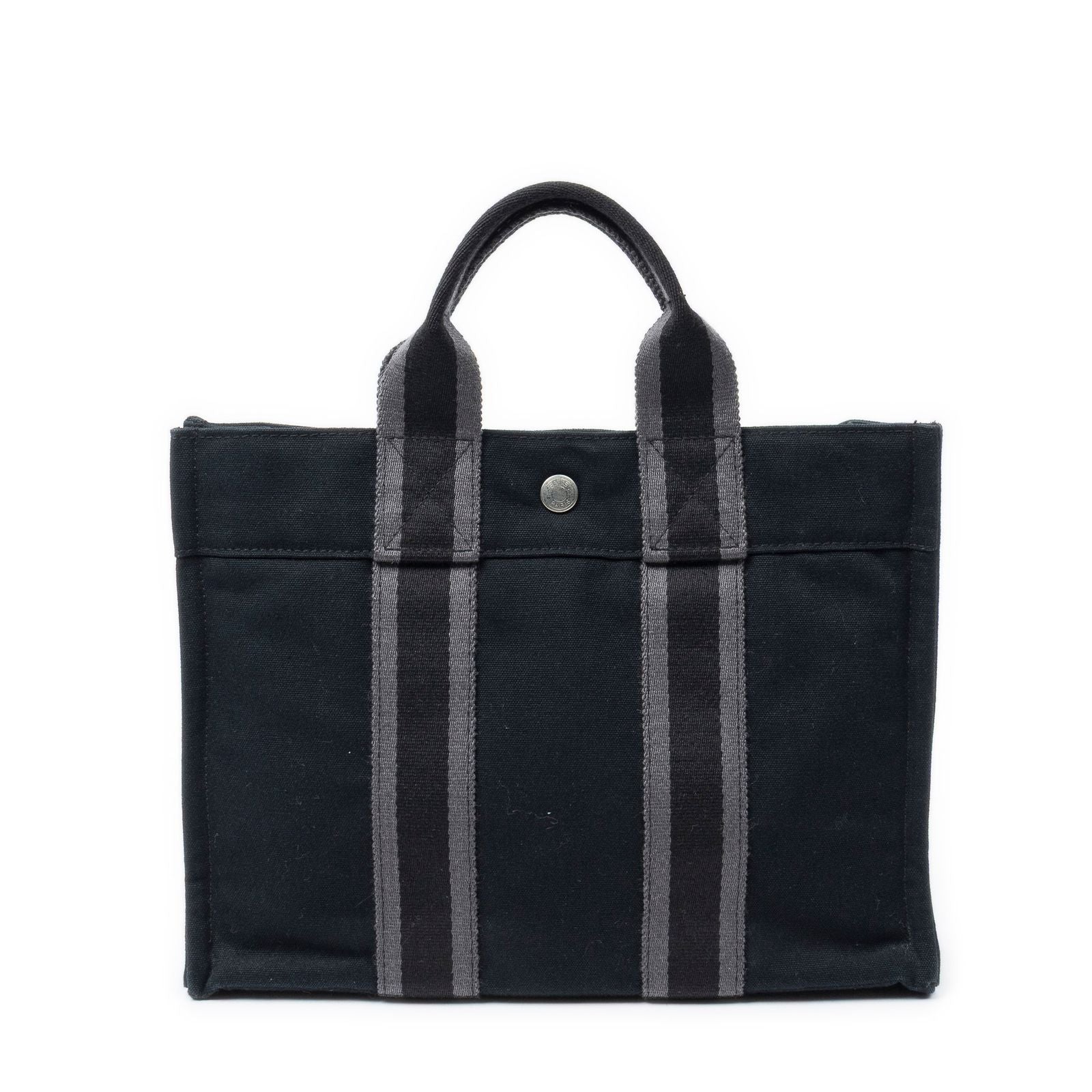 Hermes Fourre Tout Black Gray Toile Officier Tote — view 5