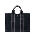 Hermes Fourre Tout Black Gray Toile Officier Tote