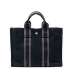 Hermes Fourre Tout Black Gray Toile Officier Tote
