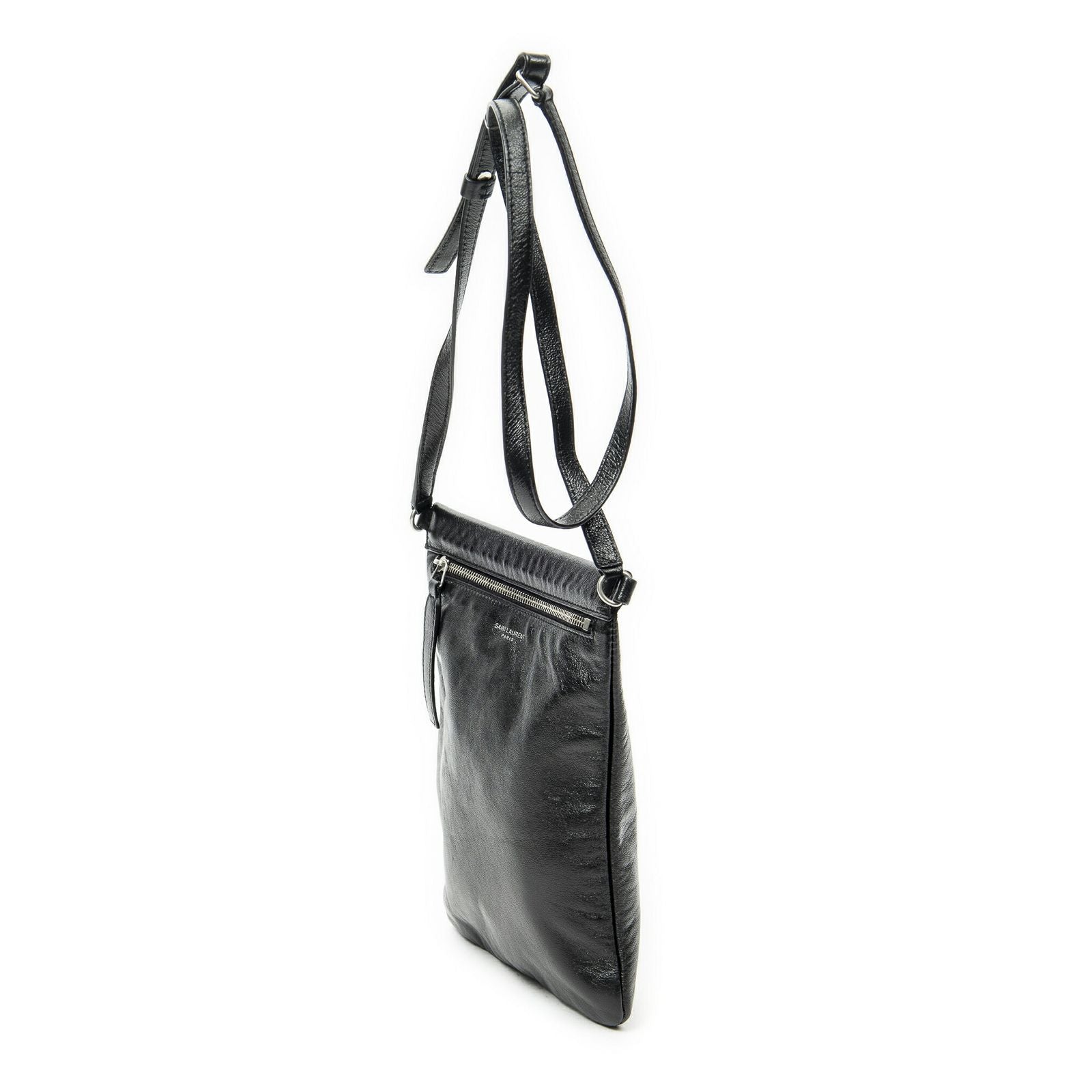 Saint Laurent Square Flat Crossbody Black Calfskin Leather — view 2