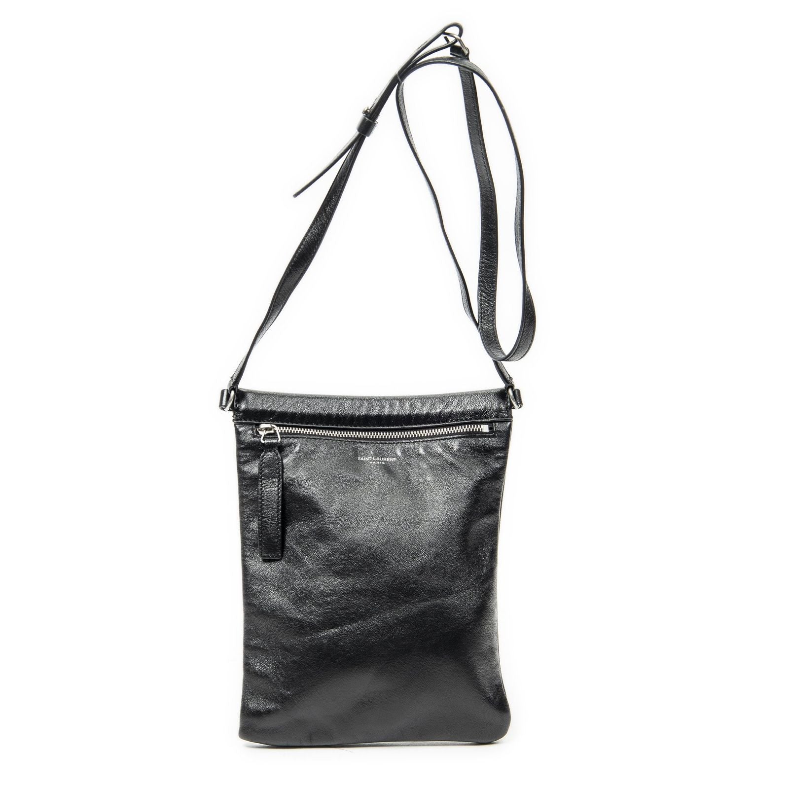Saint Laurent Square Flat Crossbody Black Calfskin Leather