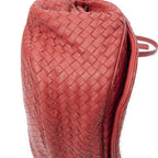 Bottega Veneta Drawstring Flap Messenger Bag Red Intrecciato Leather — view 8