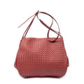 Bottega Veneta Drawstring Flap Messenger Bag Red Intrecciato Leather