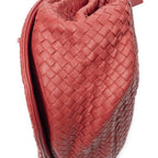 Bottega Veneta Drawstring Flap Messenger Bag Red Intrecciato Leather — view 7