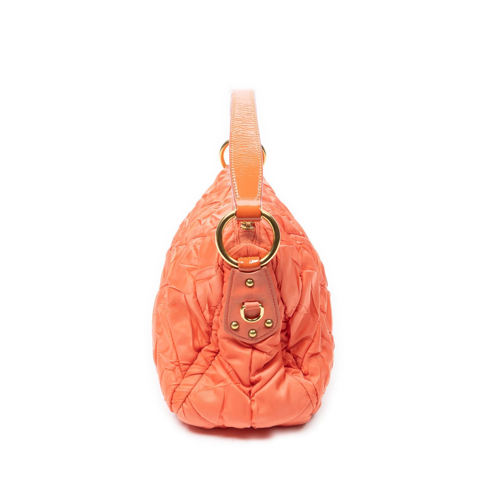 Prada Quilted Zip Hobo Orange Matelasse Nylon Canvas — view 4
