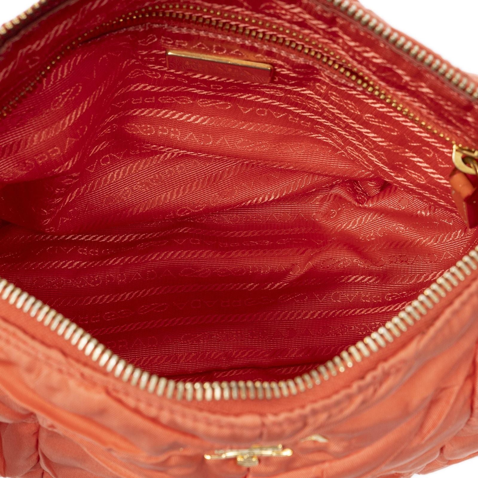 Prada Quilted Zip Hobo Orange Matelasse Nylon Canvas — view 9