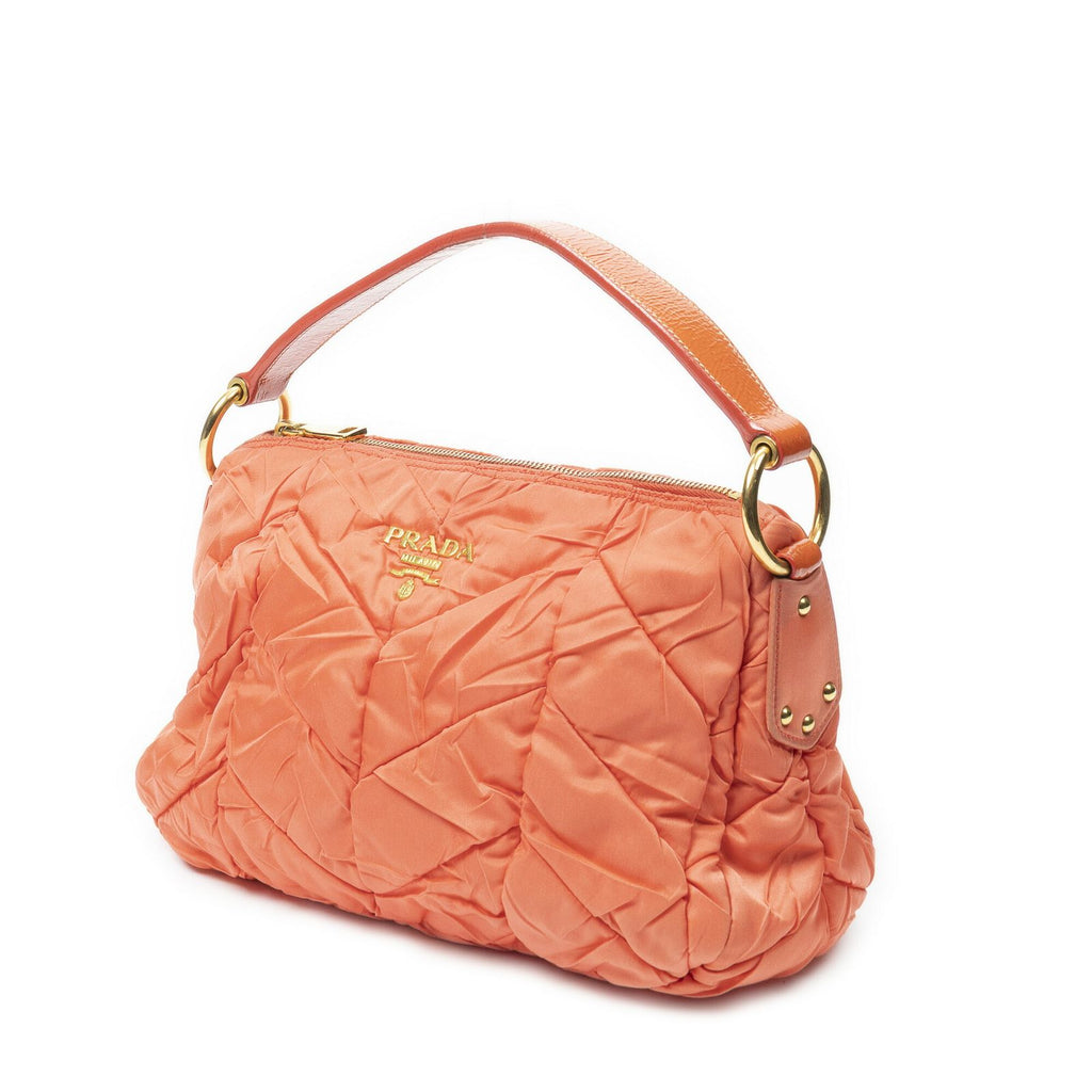 Prada Quilted Zip Hobo Orange Matelasse Nylon Canvas — view 2