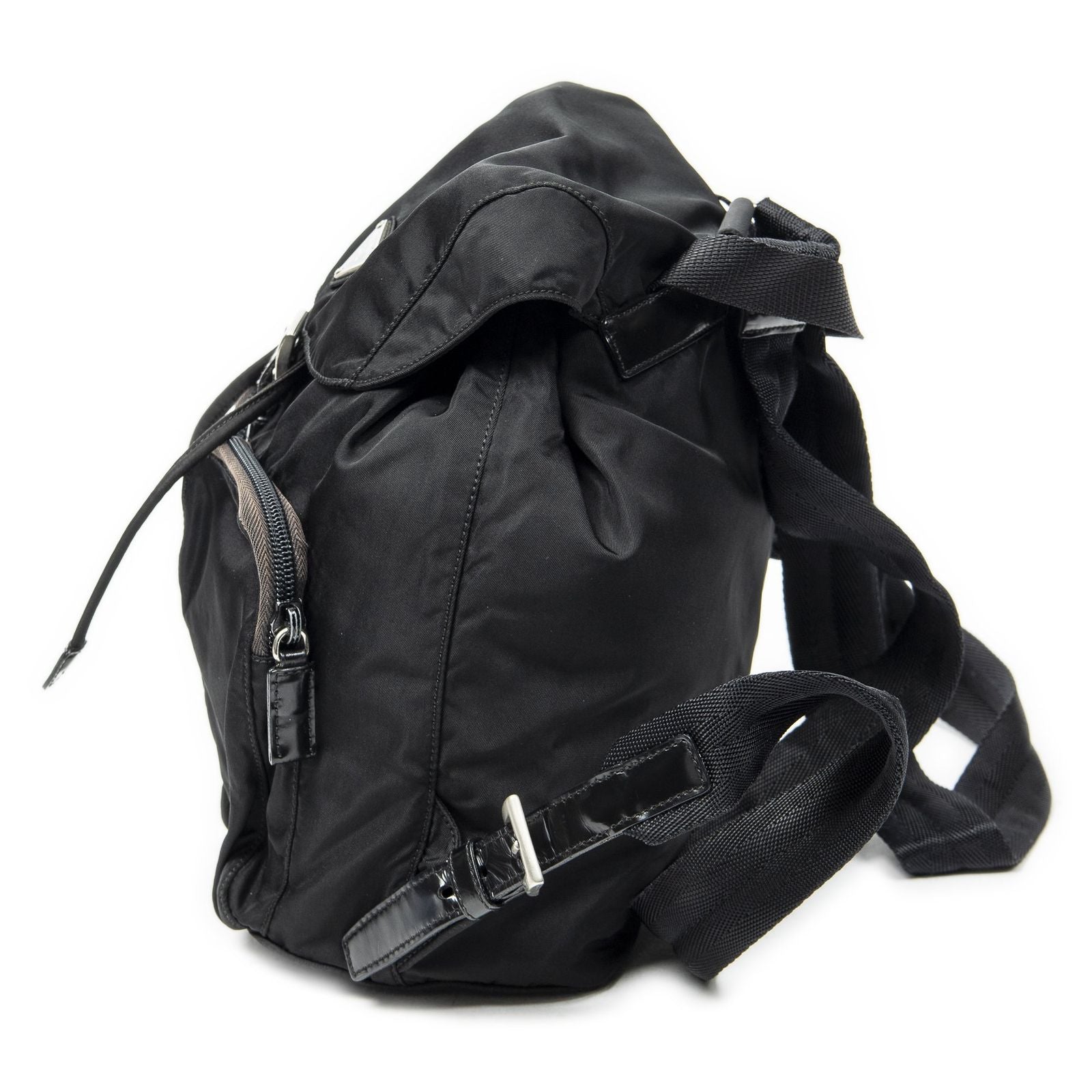 Prada Small Drawstring Backpack Black Nylon Canvas — view 3