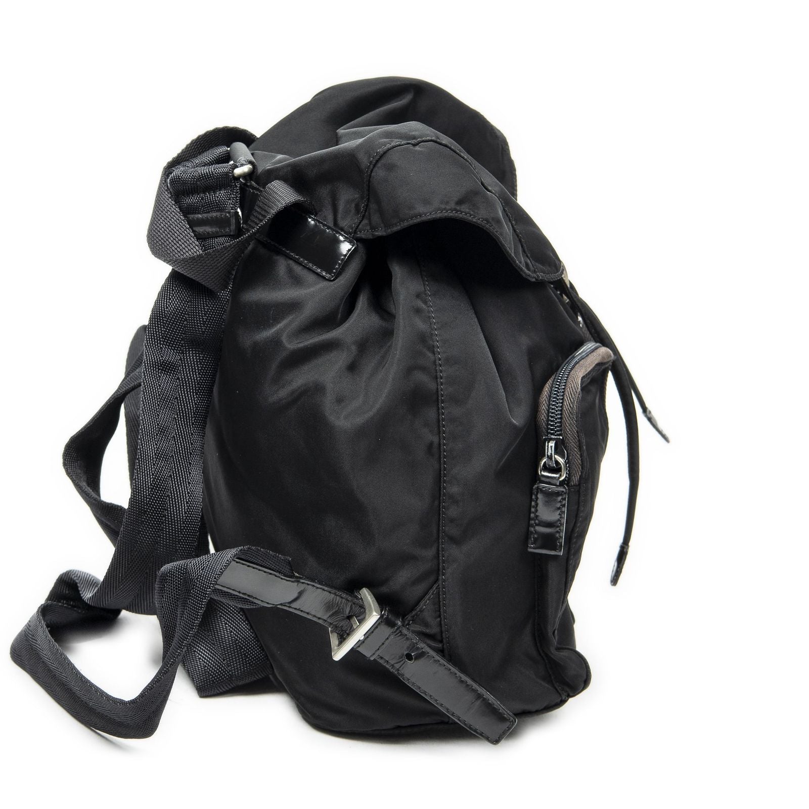 Prada Small Drawstring Backpack Black Nylon Canvas — view 4