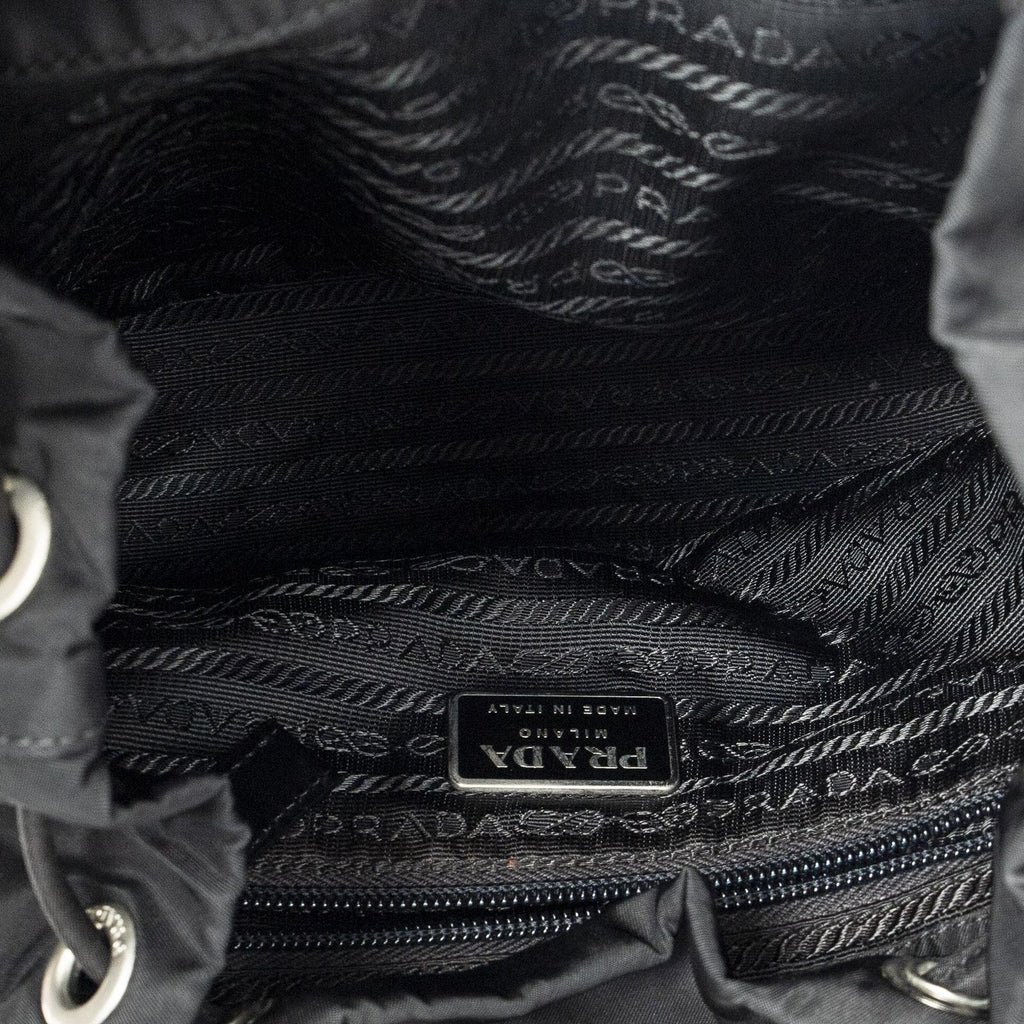 Prada Small Drawstring Backpack Black Nylon Canvas — view 9