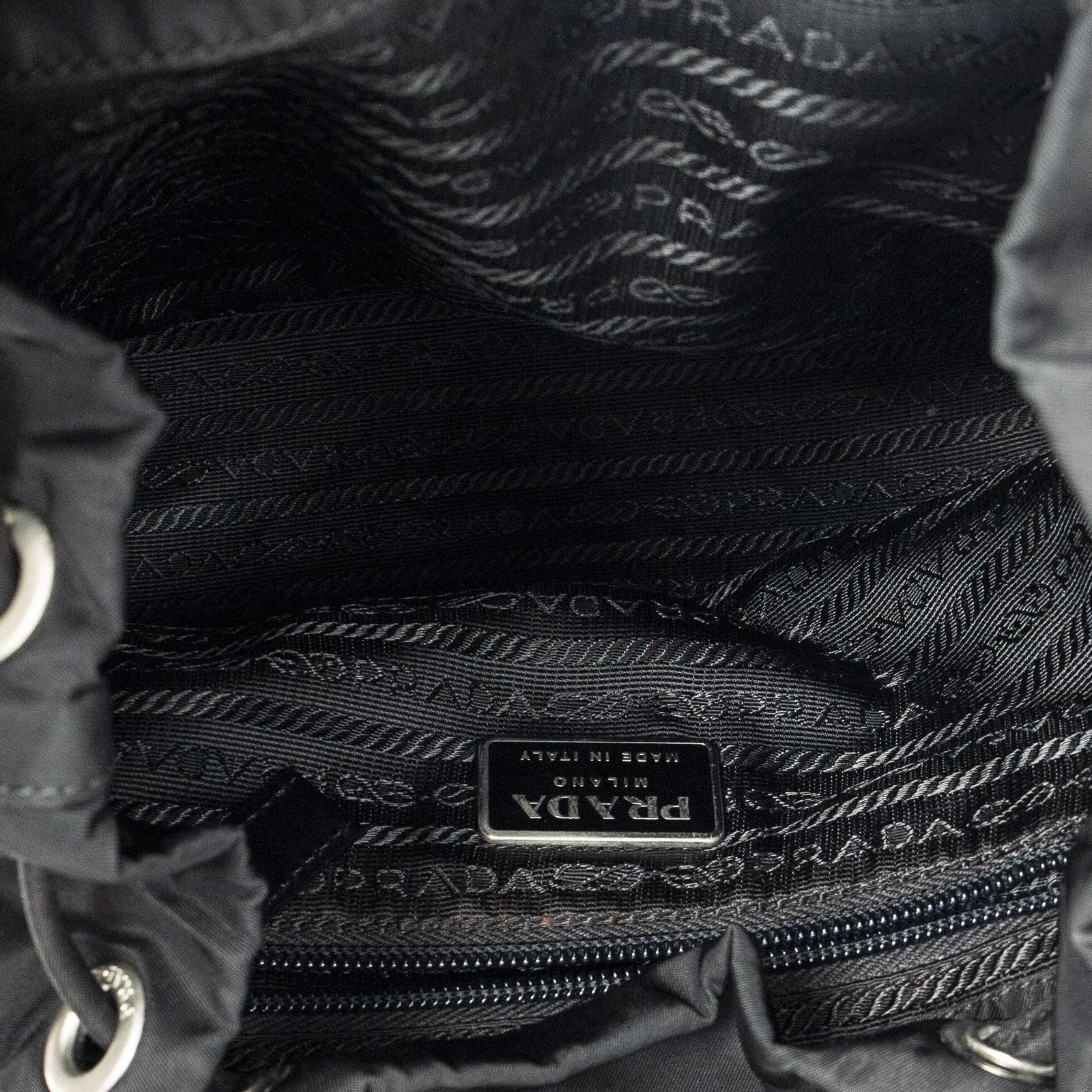 Prada Small Drawstring Backpack Black Nylon Canvas — view 9