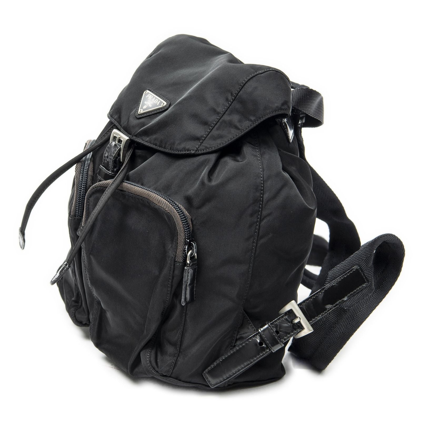 Prada Small Drawstring Backpack Black Nylon Canvas — view 2