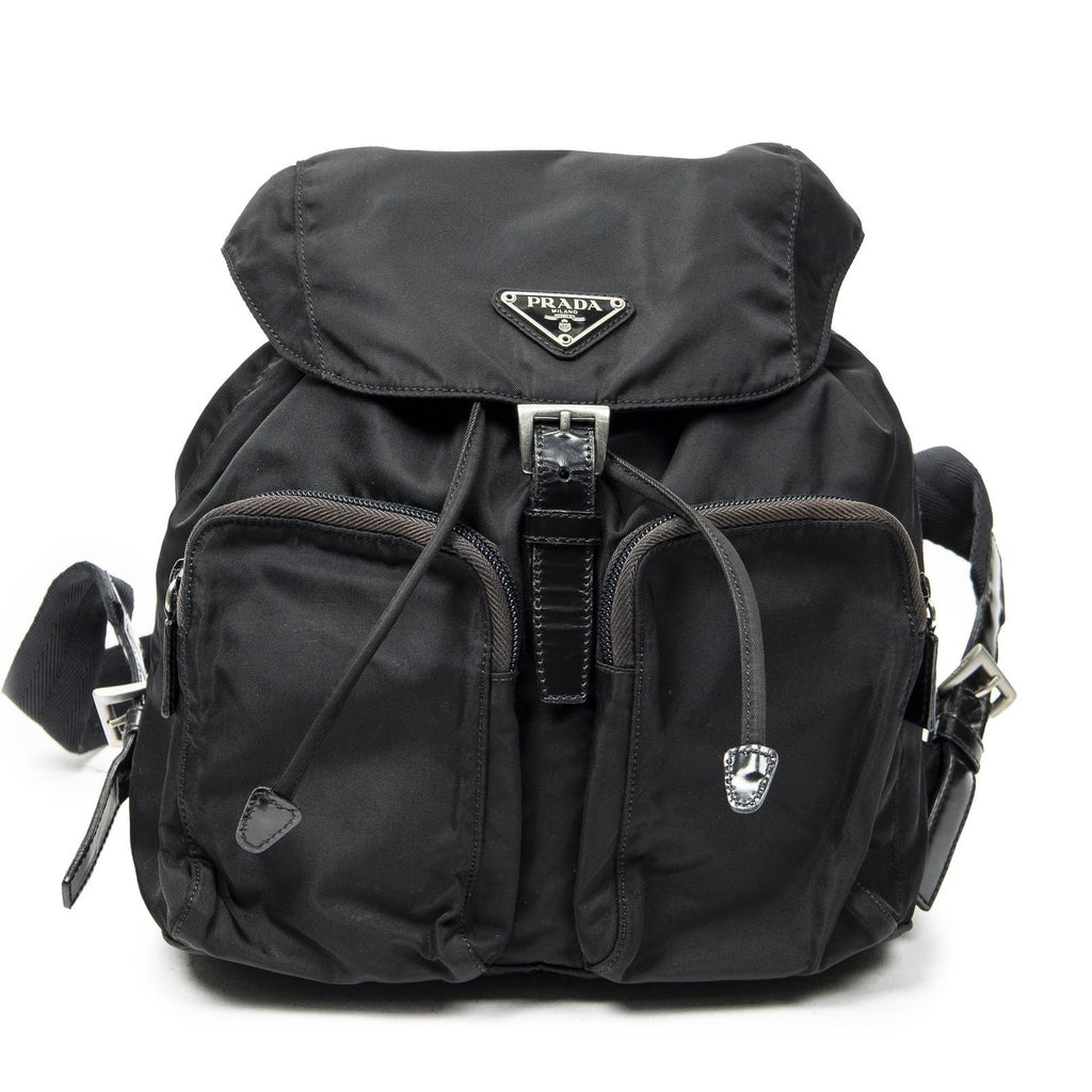Prada Small Drawstring Backpack Black Nylon Canvas