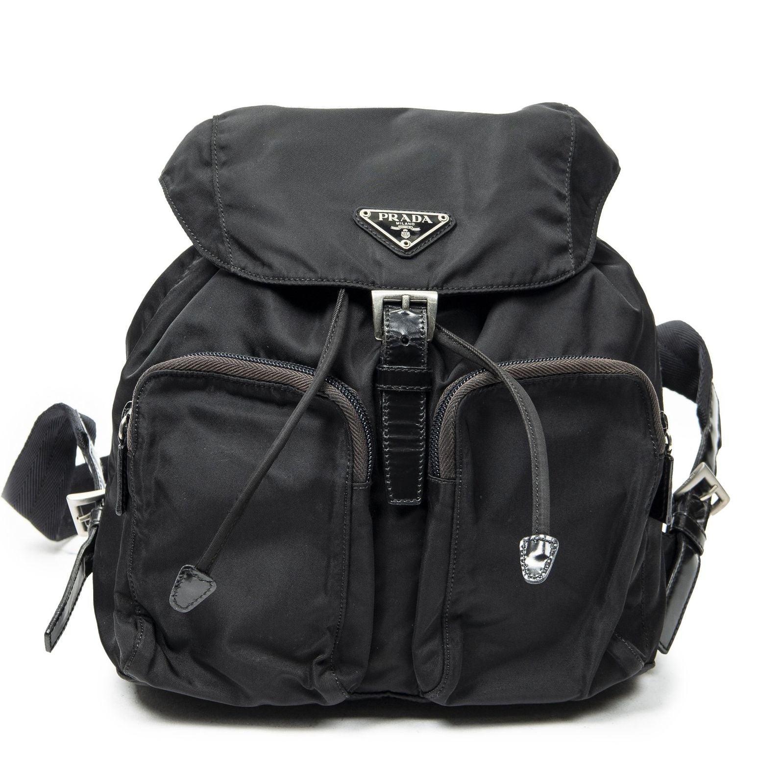 Prada Small Drawstring Backpack Black Nylon Canvas