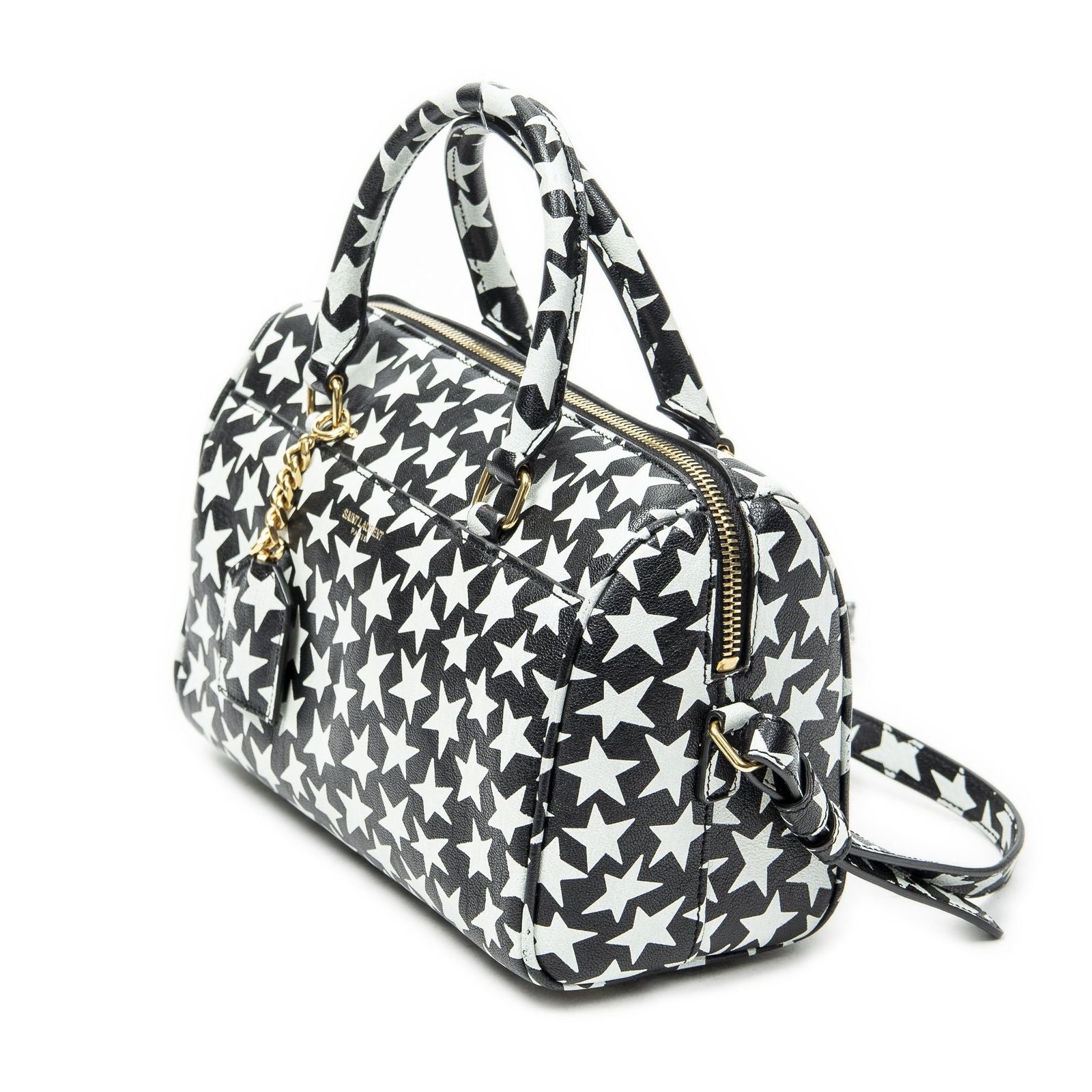 Saint Laurent Baby Duffle Black White Printed Calfskin Leather — view 2