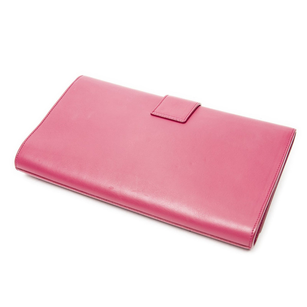 Saint Laurent Line Clutch Pink Calfskin Leather — view 2