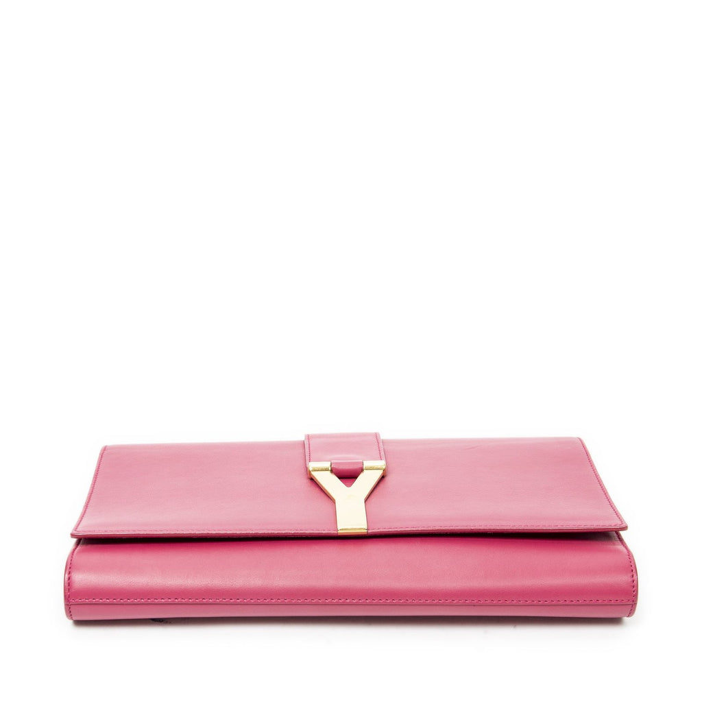 Saint Laurent Line Clutch Pink Calfskin Leather — view 3