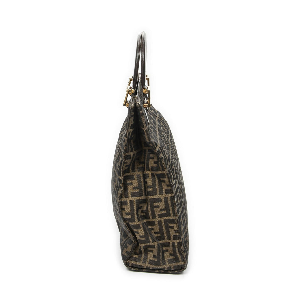 Fendi Vertical Tote Brown Beige Zucca Canvas — view 4