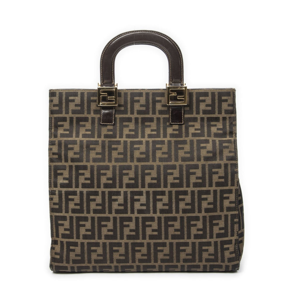 Fendi Vertical Tote Brown Beige Zucca Canvas