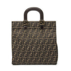 Fendi Vertical Tote Brown Beige Zucca Canvas