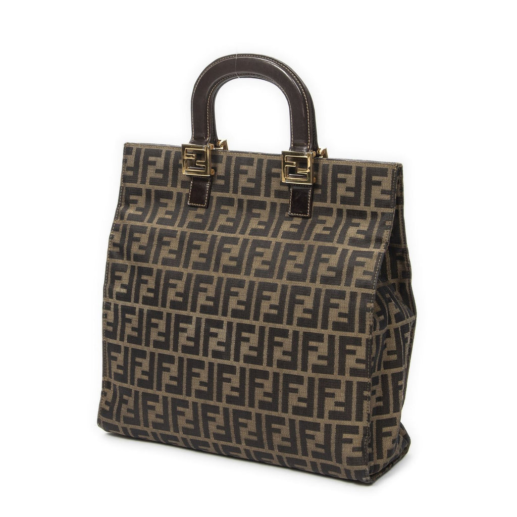 Fendi Vertical Tote Brown Beige Zucca Canvas — view 2