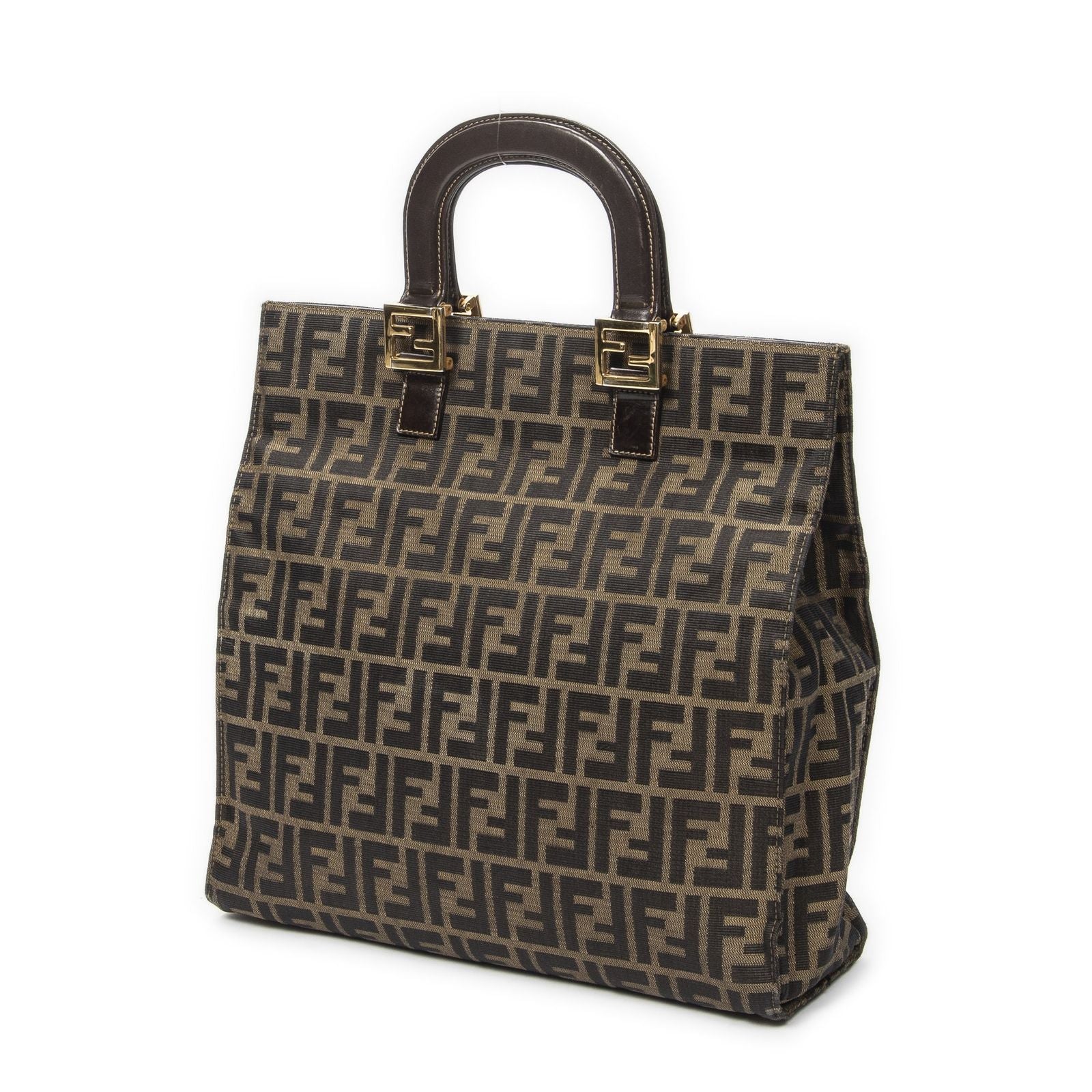 Fendi Vertical Tote Brown Beige Zucca Canvas — view 2